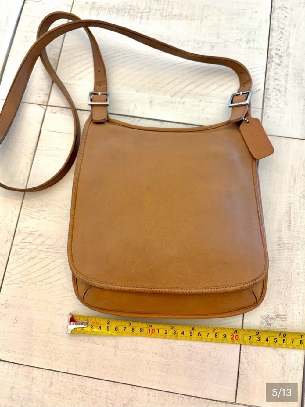 Coach Leather Hippy Flap Messenger Crossbody Bag